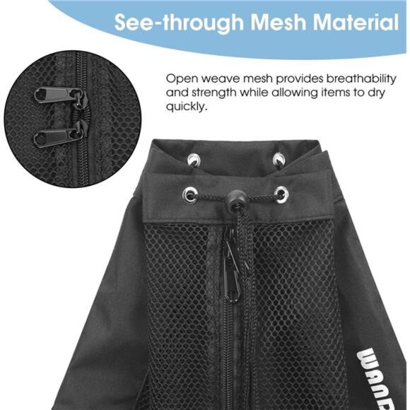 Swim Bag Mesh Drawstring Backpack Beach Backpack for Swimming, Gym, and Workout - Picture 5 of 7